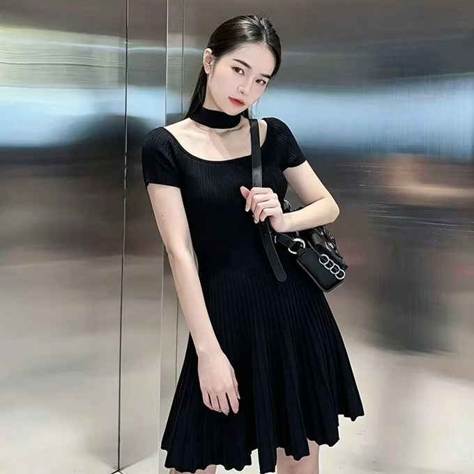 balmain halter neck knit dress